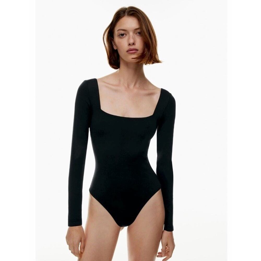 Aritzia Babaton Size Xs Square Neck Contour Bodysuit Longsleeve Black